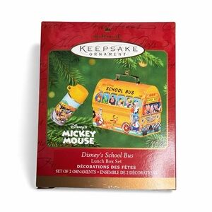 Hallmark Disney School Bus Ornament Set - Yellow and Red